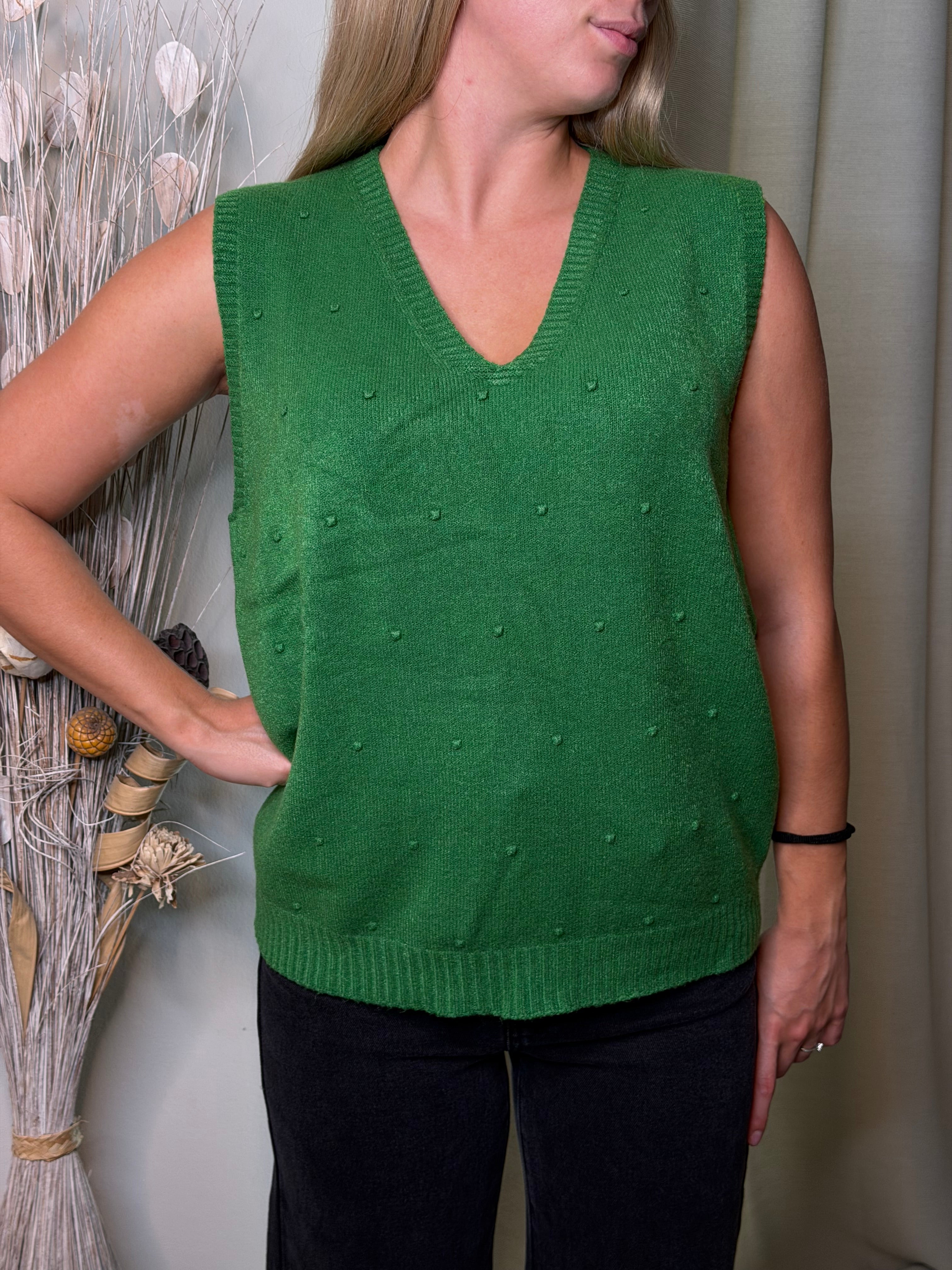 Pull sans manches à petits pois en maille