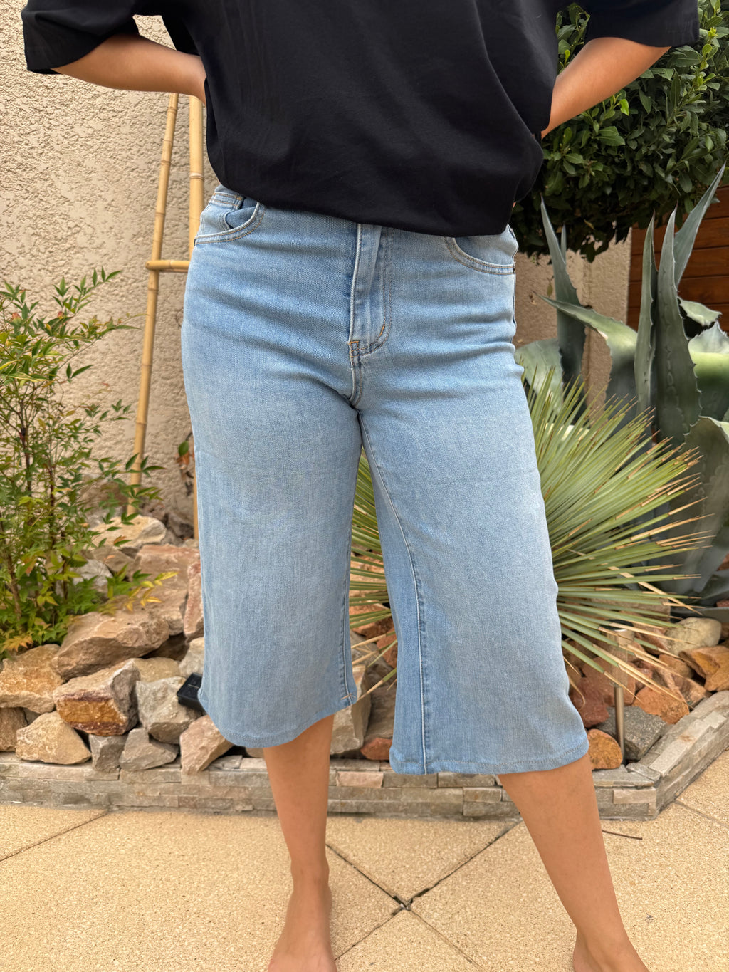 Jean bermuda en denim clair