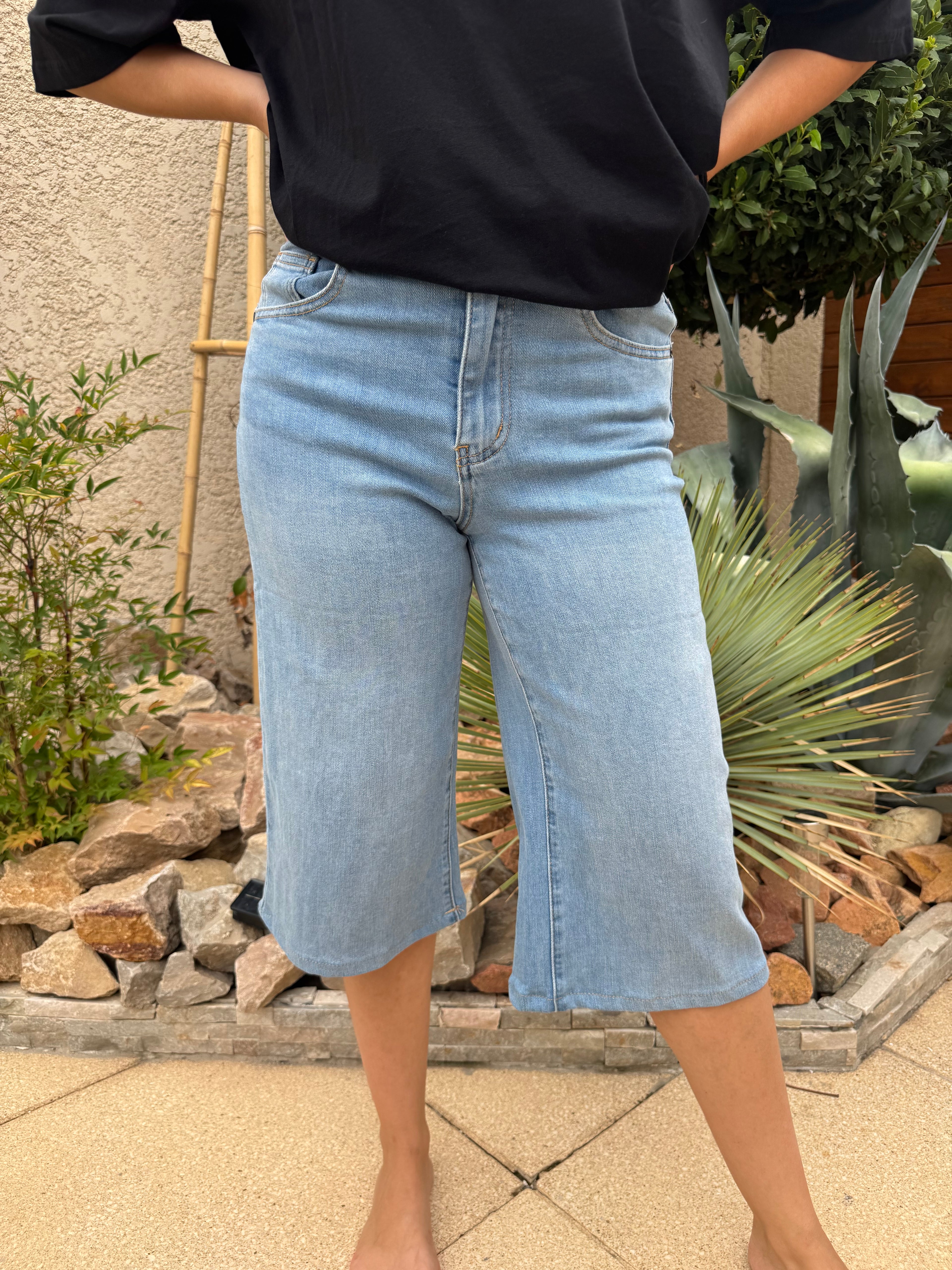 Jean bermuda en denim clair