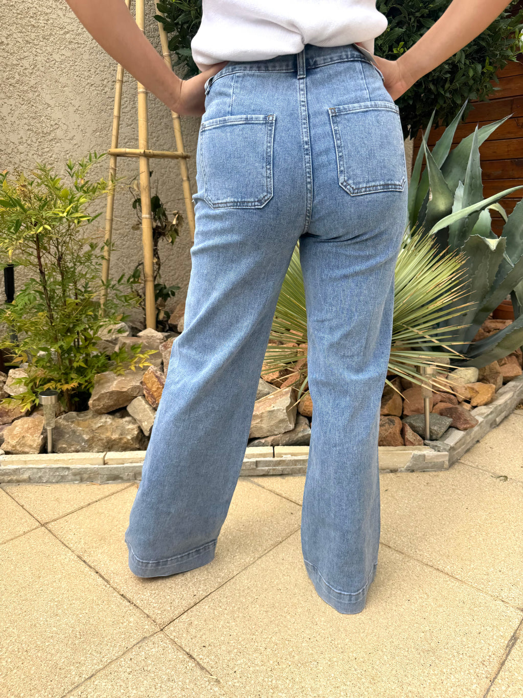 Jean Wide Brodé Bleu Clair