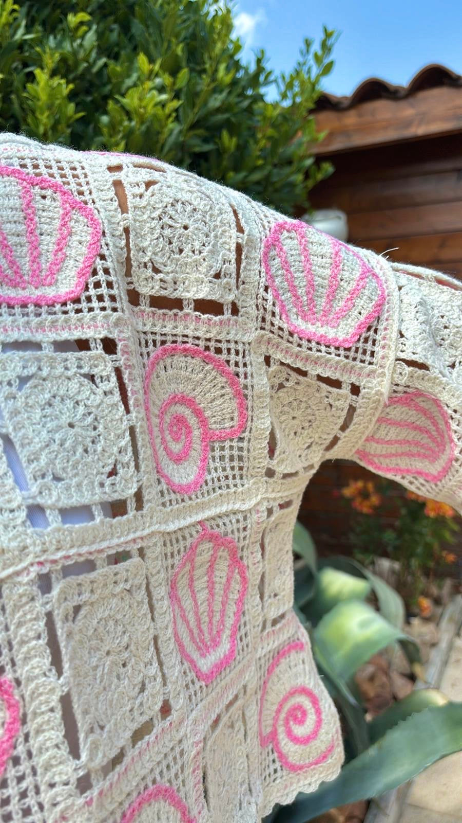 Pull crochet Coquillage