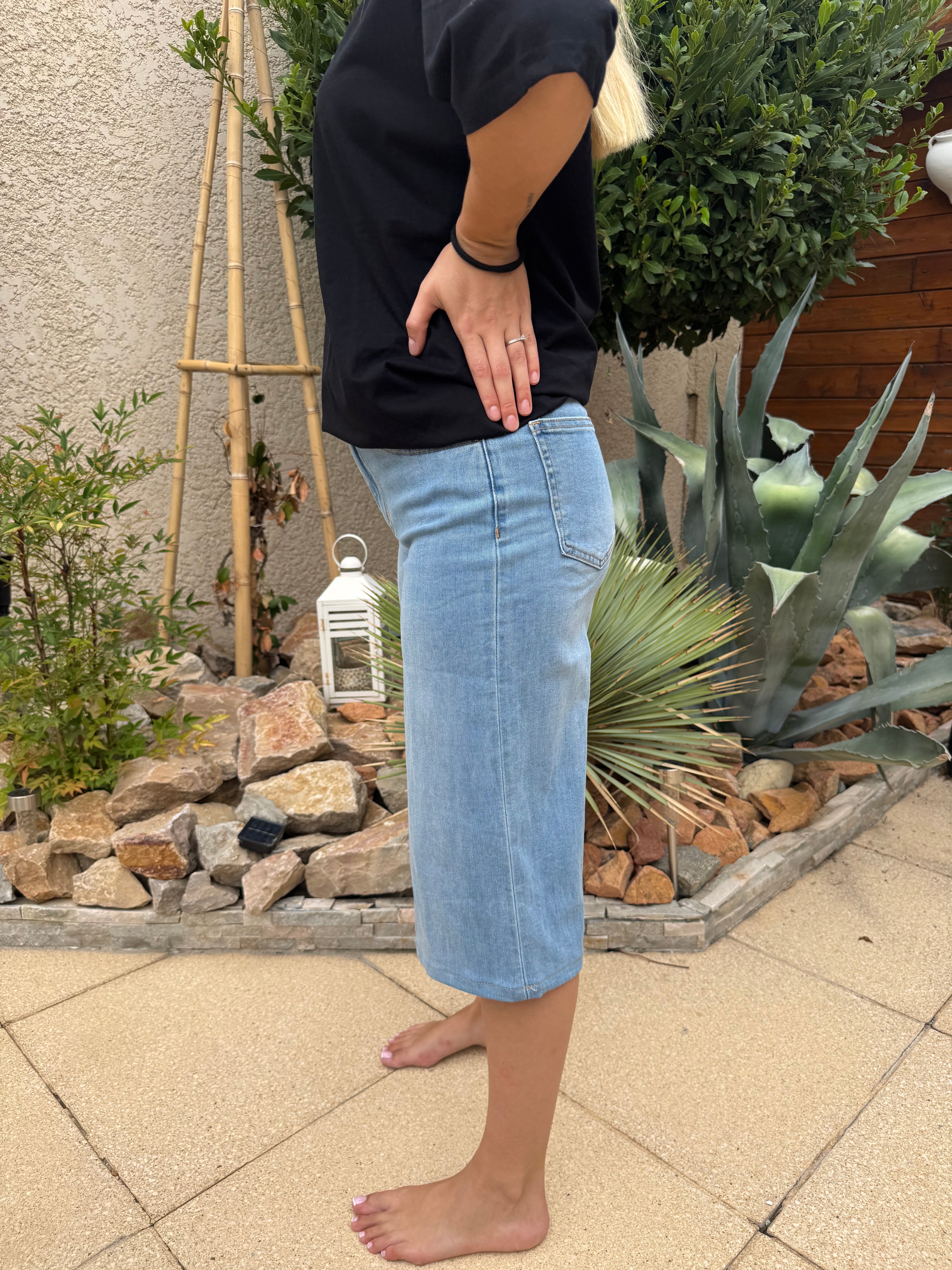 Jean bermuda en denim clair