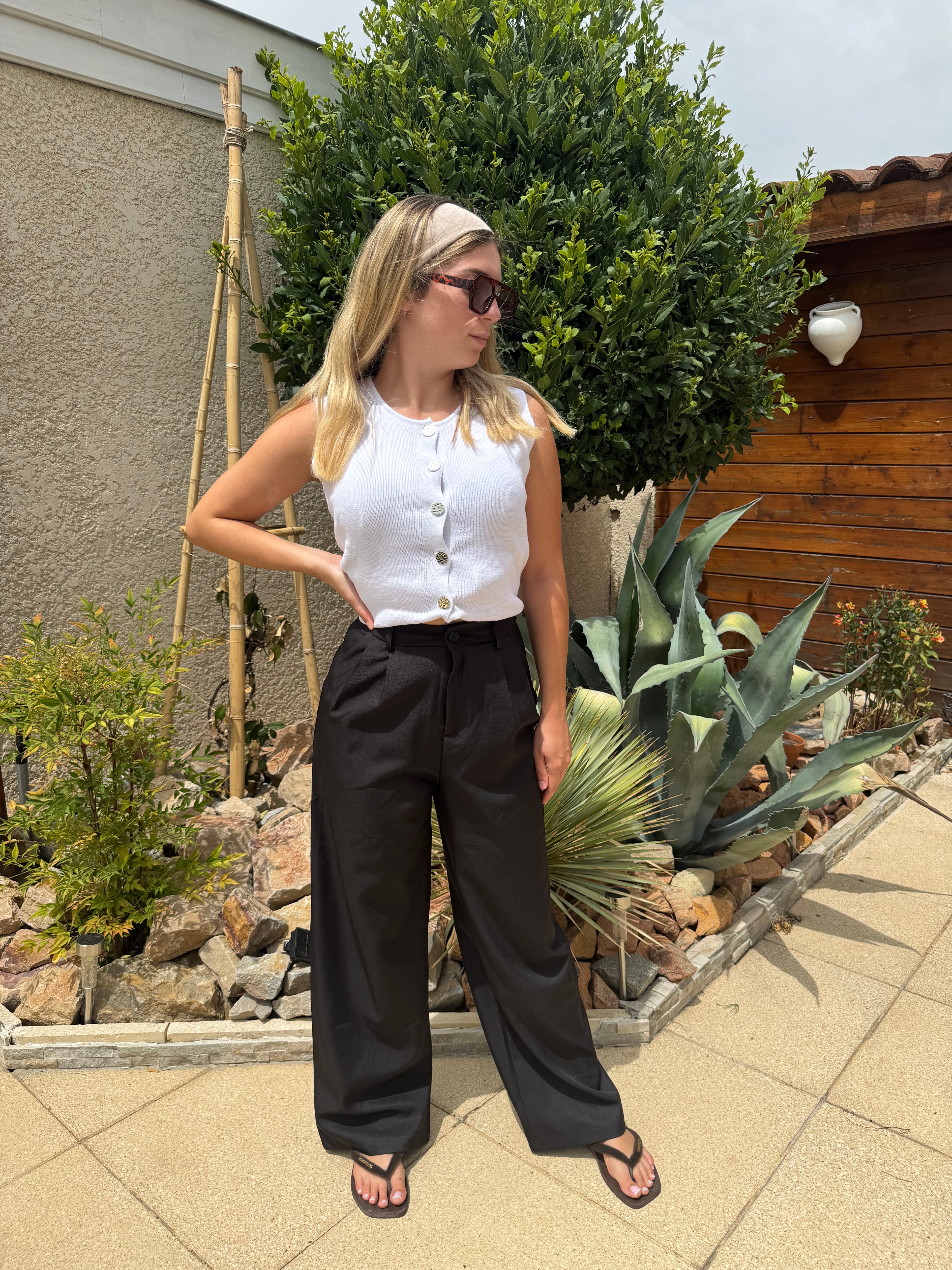 Pantalon Tailleur Wide Noir